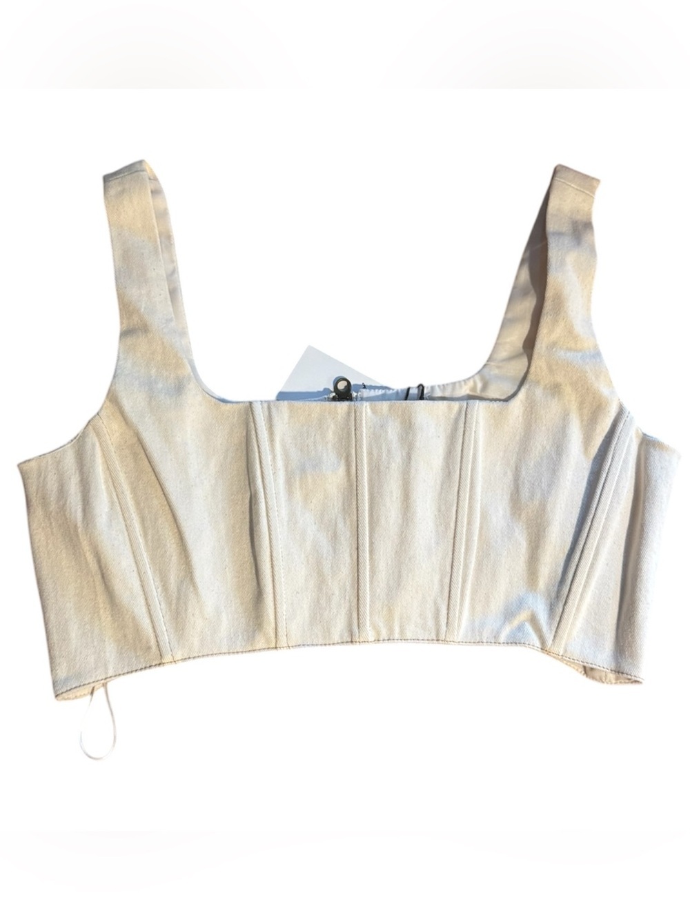7 For All Mankind Cream Square-Neck Cropped Bustier